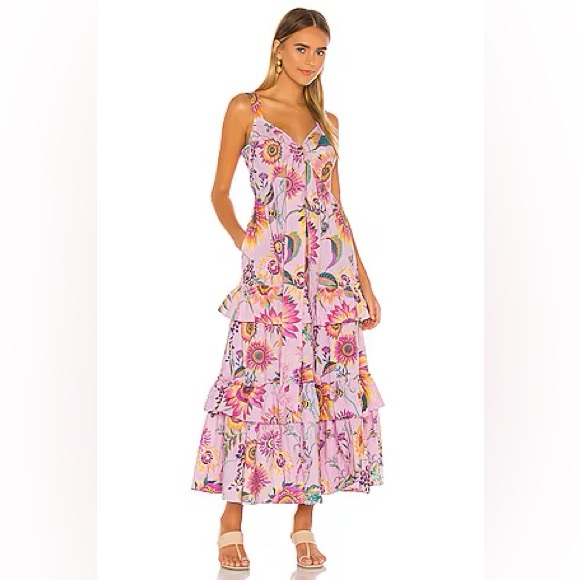 New NWT Banjanan Serafina Floral Maxi in Midsummer Bumble Orchid size S